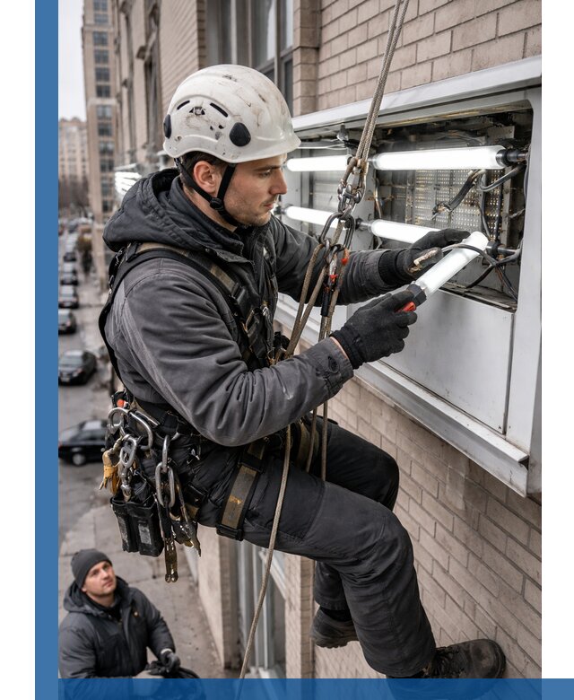 Профессиональная замена ламп в наружной вывеске в Чехове