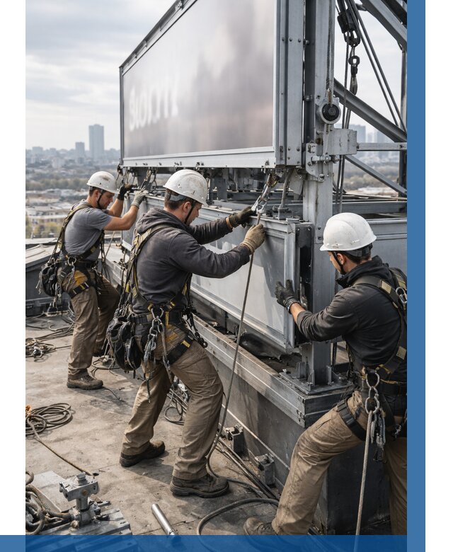 Монтаж крышной рекламной конструкции в Чехове от 61002 р.|ВЫСОТНИК-Чхв