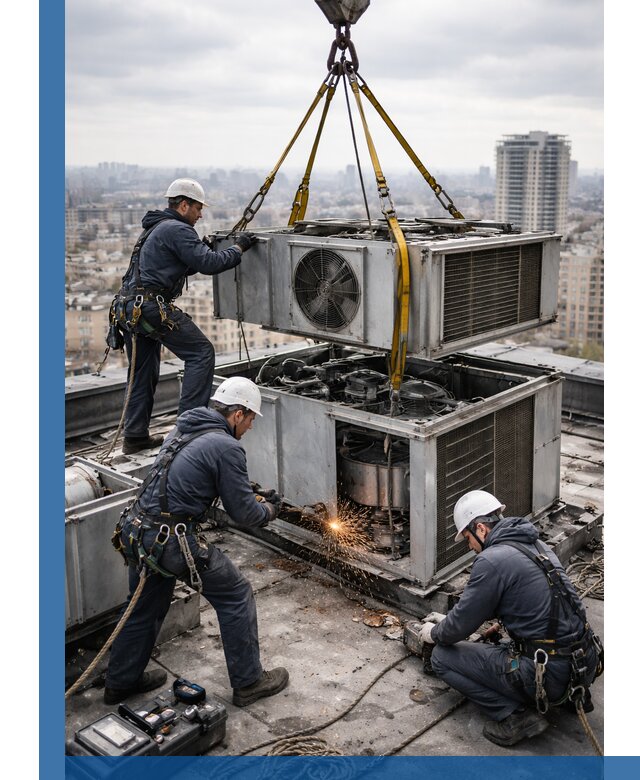 Демонтаж крышной установки в Чехове любой сложности