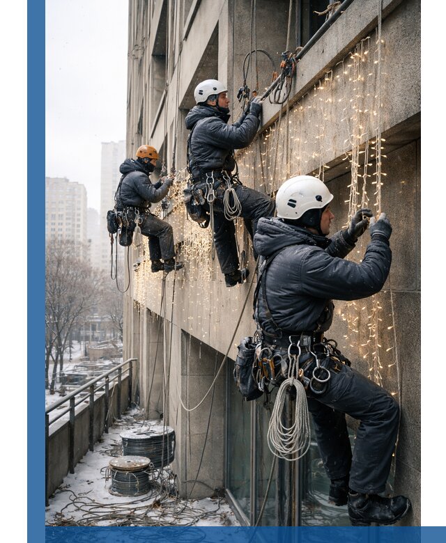 Монтаж новогодней иллюминации и украшение фасадов в Чехове