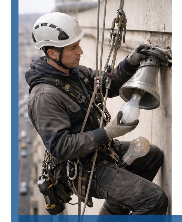 Замена ламп на высоте в Чехове профессионально и быстро