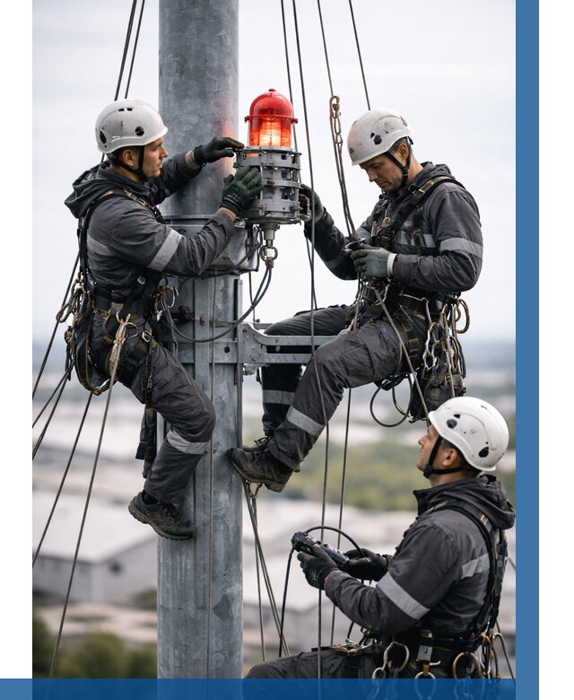 Монтаж заградительных огней в Чехове от 8642 р. | ВЫСОТНИК-Чхв