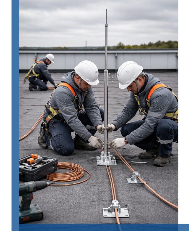 Монтаж молниезащиты на кровле в Чехове под ключ с гарантией