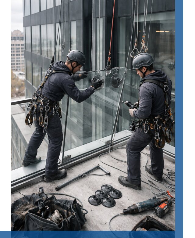 Монтаж стеклянных ограждений в Чехове от 2542 р. | ВЫСОТНИК-Чхв