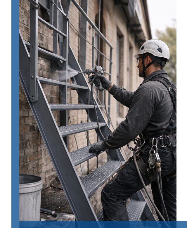 Покраска и антикоррозионная защита пожарных лестниц в Чехове