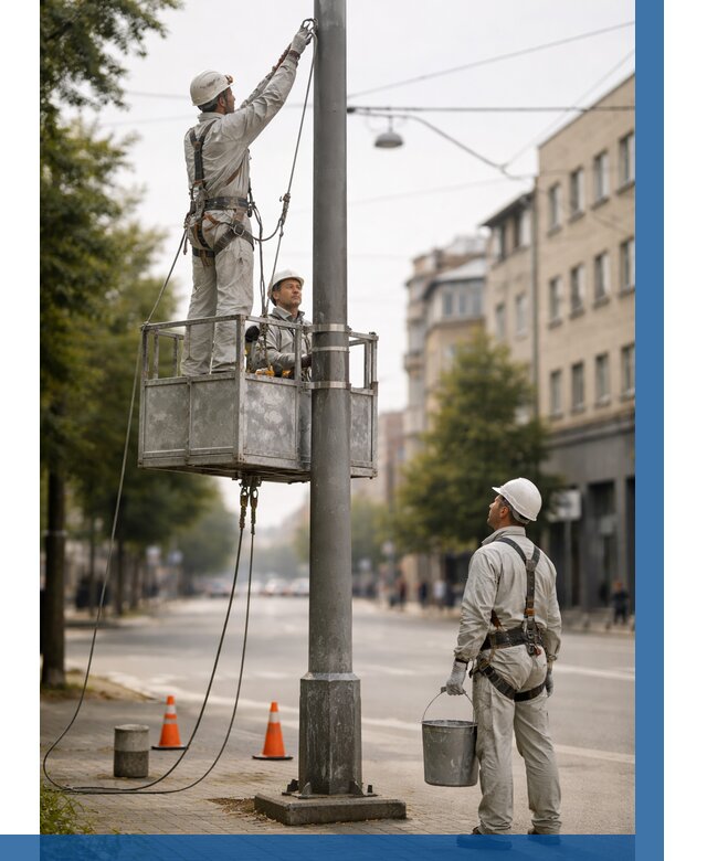 Покраска опор освещения в Чехове от 5084 р. | ВЫСОТНИК-Чхв