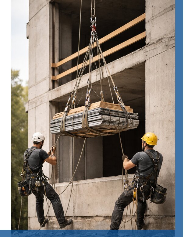 Подъем материала на этаж веревками в Чехове от 1525 р. | ВЫСОТНИК-Чхв