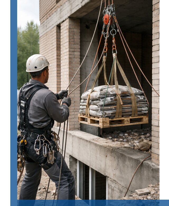 Подъем материалов на этаж веревками в Чехове оперативно