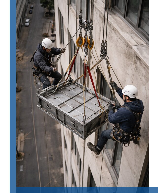 Спуск и подъем грузов по фасаду в Чехове для зданий