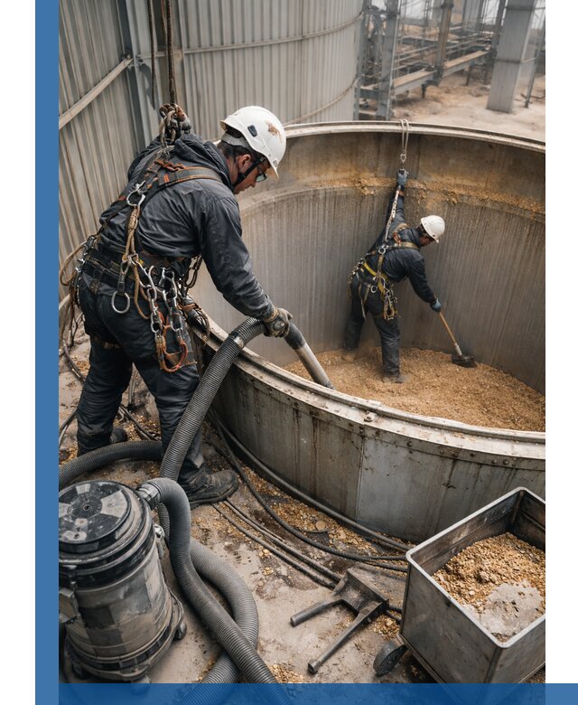 Профессиональная чистка зерновых бункеров в Чехове с выездом