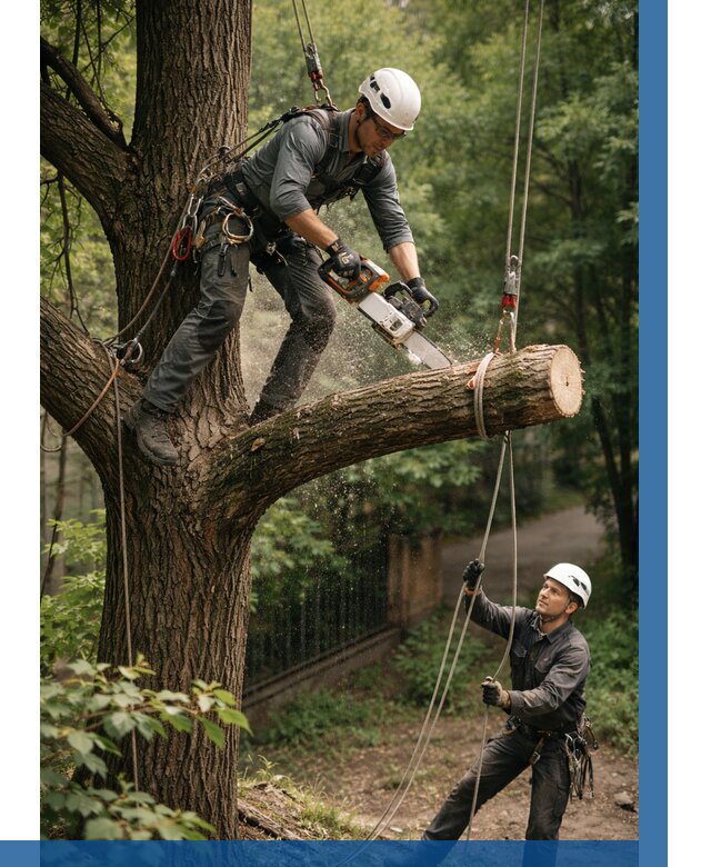 Спил деревьев альпинистами в Чехове от 8134 р. | ВЫСОТНИК-Чхв