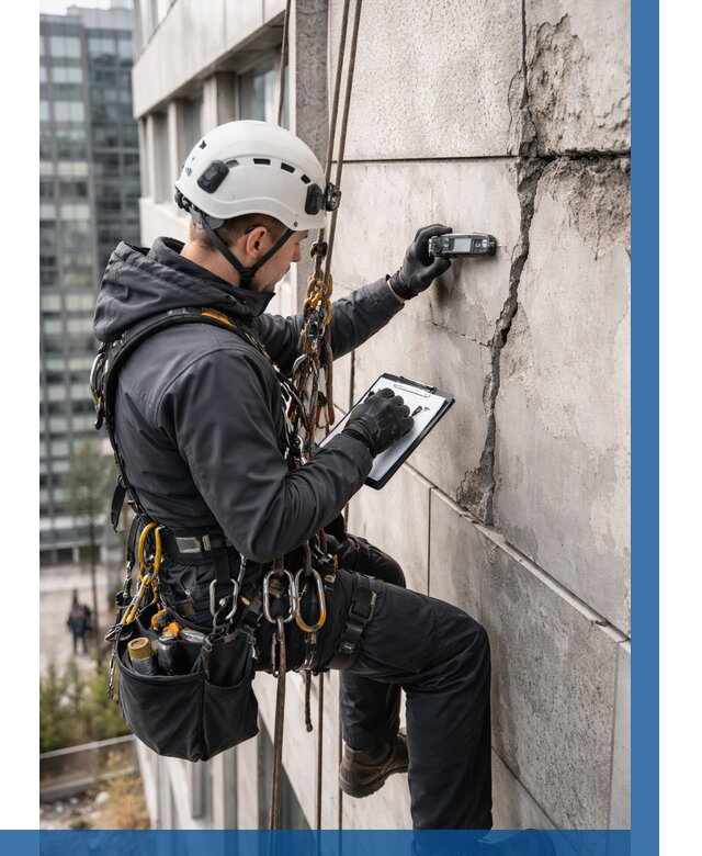 Обследование фасада альпинистами в Чехове от 122 р. | ВЫСОТНИК-Чхв