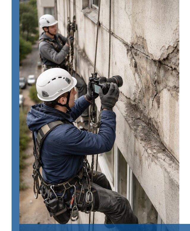 Фотофиксация дефектов фасада с высотной съемкой в Чехове