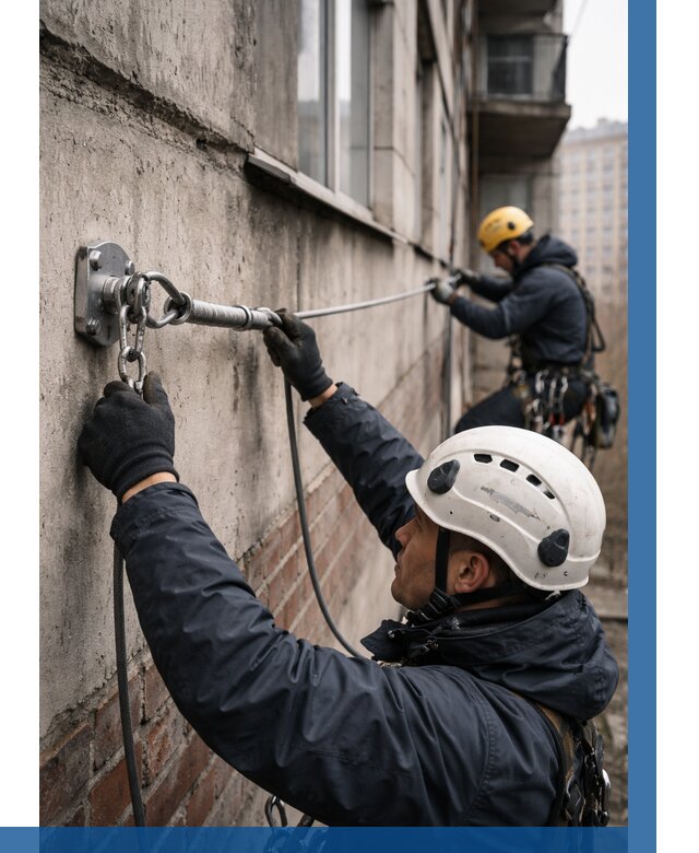 Монтаж анкерных линий в Чехове от 3050 р. | ВЫСОТНИК-Чхв
