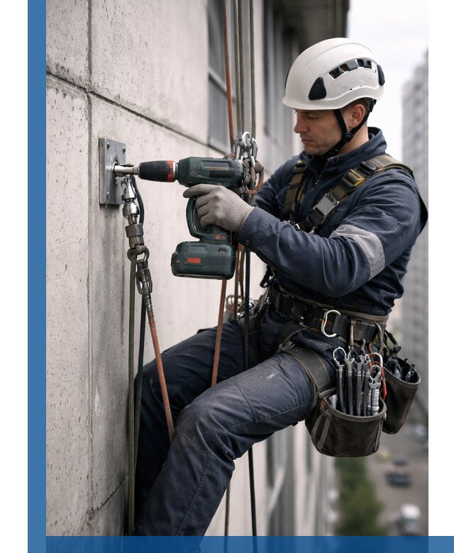 Установка анкерных точек для высотных работ в Чехове