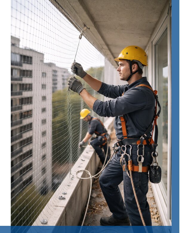 Монтаж сетки от птиц в Чехове от 4575 р. | ВЫСОТНИК-Чхв